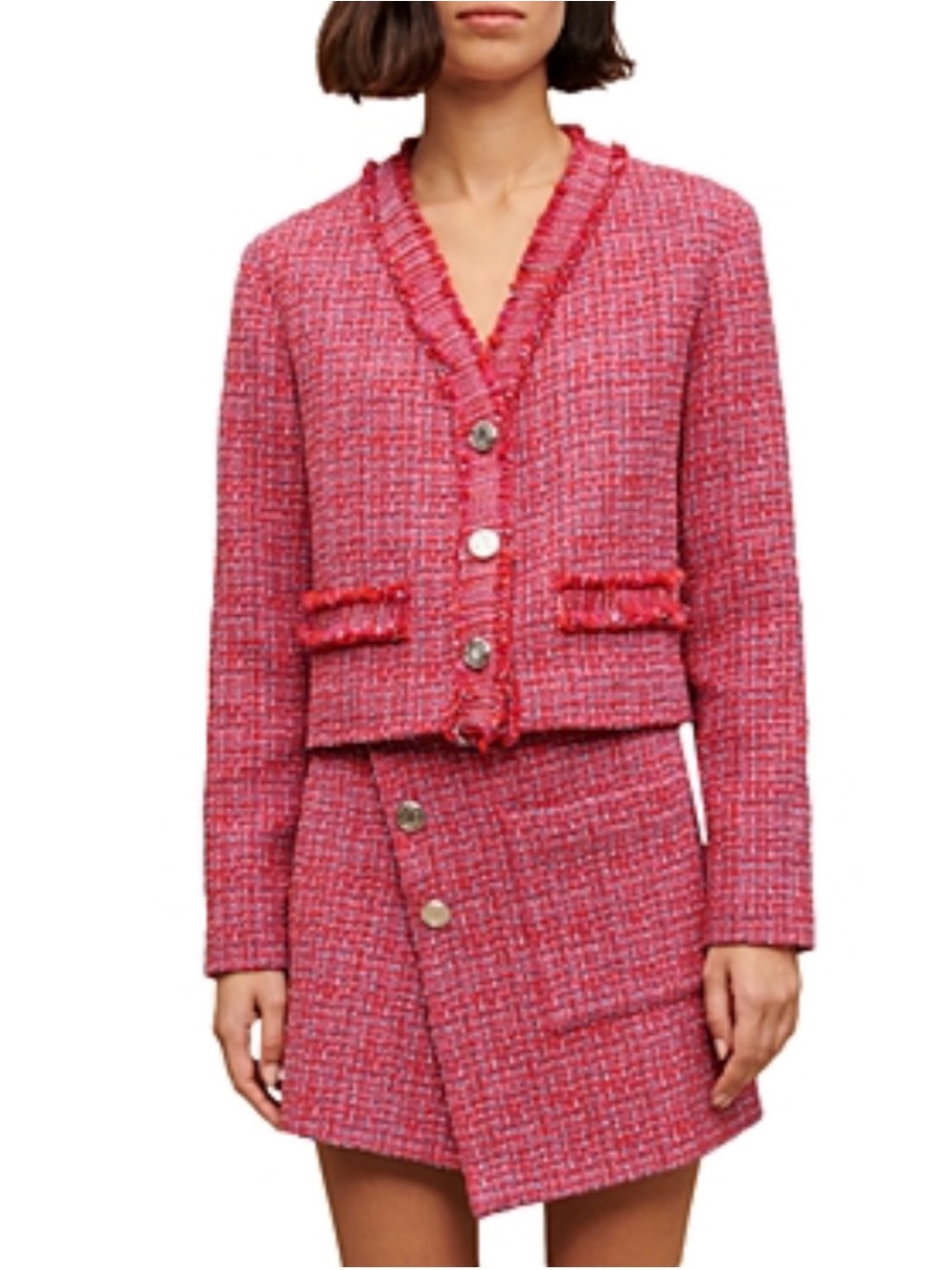 Maje Pink Tweed Volia Jacket Nwt